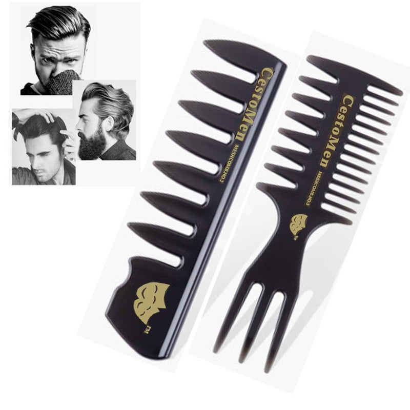 [Australia] - Mens Styling Comb, Pompadour Streaker Afro Hair Combs Men Hair Care Set, Detangler Hairbrush Professional Shaping & Wet Pick Barber Brush Tools, Anti-Static Hair Brush for Shower Long Curly Thick Hair 