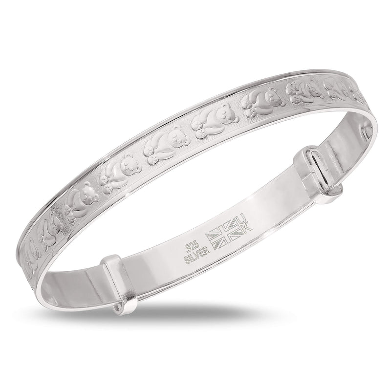 [Australia] - Teddy Sterling Silver Expander Bangle for Babies Christmas Birthday Baby Shower Gift 