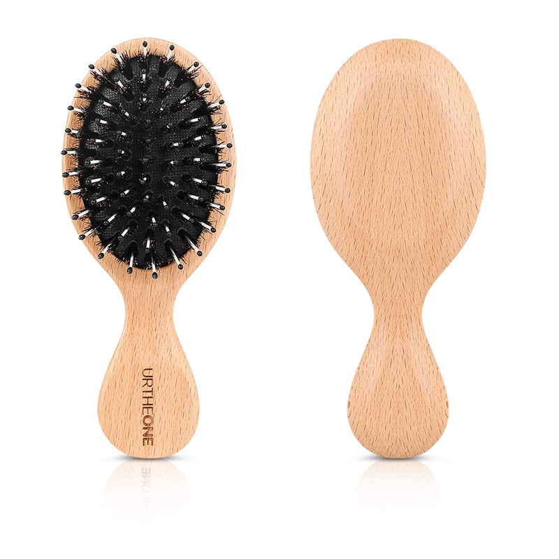 [Australia] - Hair Brush Mini Boar Bristle Hairbrush Pocket Travel Small Paddle Hair Brush for Men Women Kids for Thick Curly Thin Long Short Wet or Dry Hair Detangle Massage Add Shine Black1 