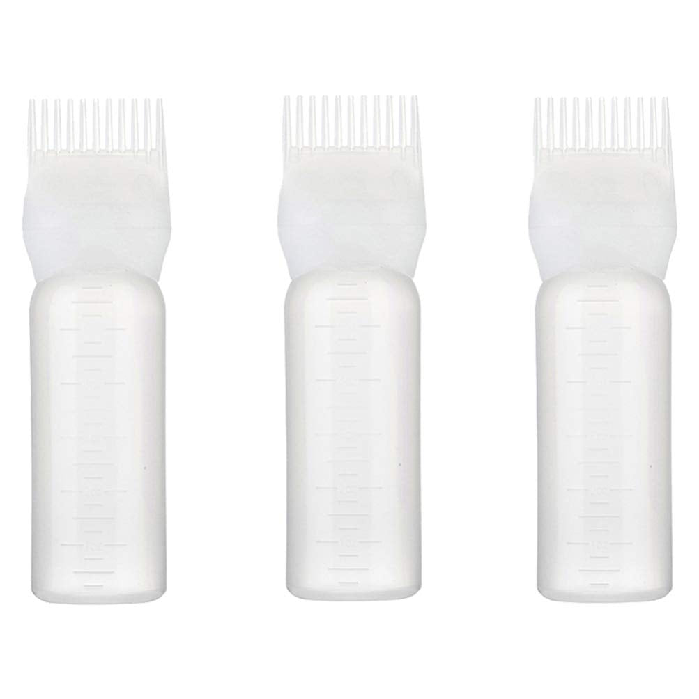 [Australia] - Beaupretty Root Comb Applicator Bottle Hair Color Brush Applicator Hair Dye Bottle with Comb and Graduated Scale,3pcs 