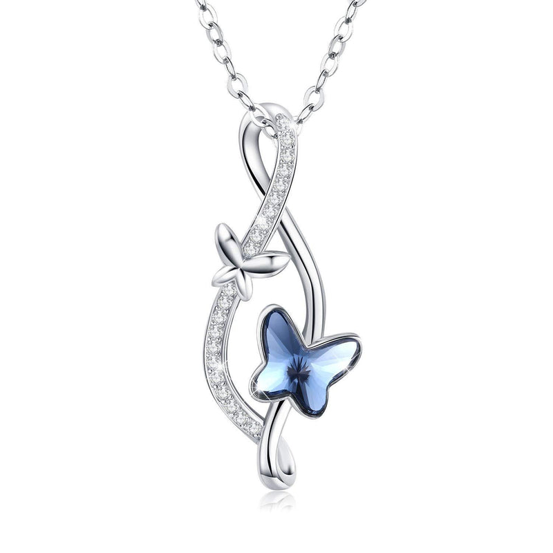 [Australia] - Women Sterling Silver Butterfly Necklace Earrings Infinity Butterfly Pendant Jewelry Gifts for Women Girls necklace-01 