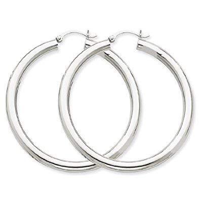 [Australia] - TreasureBay Trendy 4mm Bold Thick Shiny Hoop Earrings 925 Sterling Silver Hoops Earrings Gift for Women and Girls Available in Different Sizes 5.5 Cm 