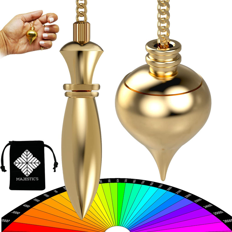 [Australia] - Egyptian Thot Dowsing Pendulum & Abbe Mermet drop Pendant in Gold Brass - Pack of 2 Divinatory Pendulums 