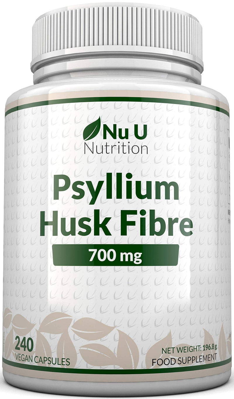 [Australia] - Psyllium Husk 1400mg - 240 Vegan Capsules - 700mg per Capsule - Natural Prebiotic Fibre Supplement from Plantago Ovata Seeds - Ispaghula Husk - Made in The UK 