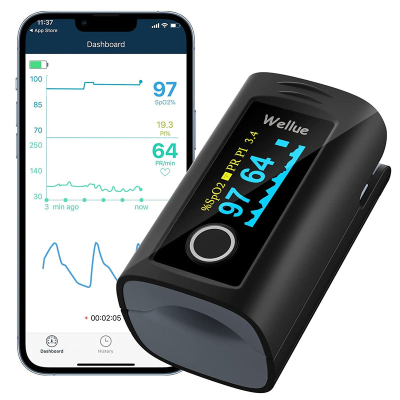 [Australia] - Viatom Pulse Oximeter Approved UK Built-in Offline Storage with Free APP , Oxygen Monitor finger Adults for Heart Rate Blood Oxygen Saturation Includes Carrycase and Lanyard 
