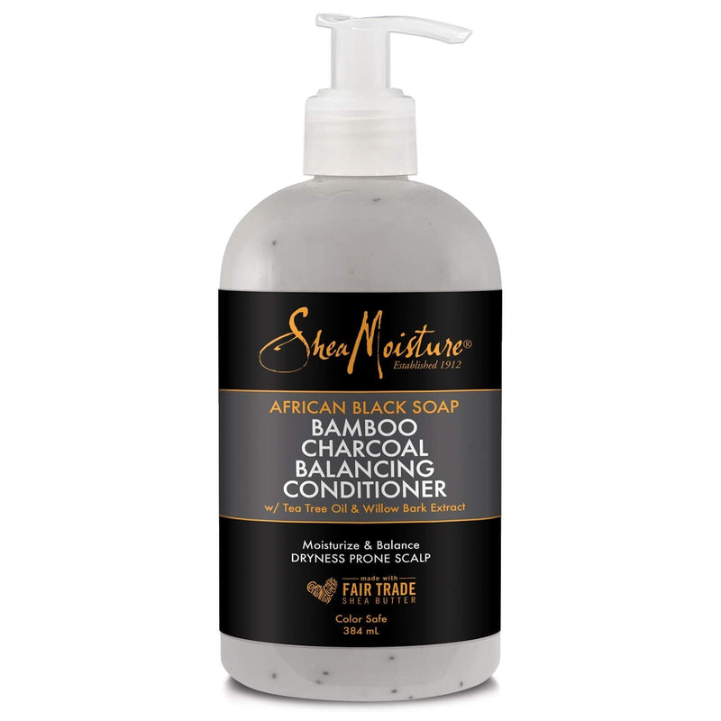 [Australia] - Shea Moisture African Black Soap Bamboo Charcoal Balancing Conditioner with Tea Tree Oil and Willow Bark Extract, to Moisturise and Balance Dryness Prone Scalp 384 ml 