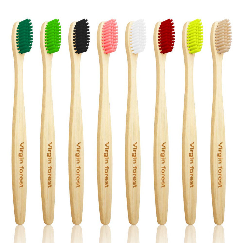 [Australia] - Bamboo Toothbrush, Wooden Toothbrushes, Biodegradable Eco Friendly Vegan Natural Organic Bamboo Charcoal Tooth Brush, Set of 8 Color of Medium Firm Bristles 8 Multicolour 