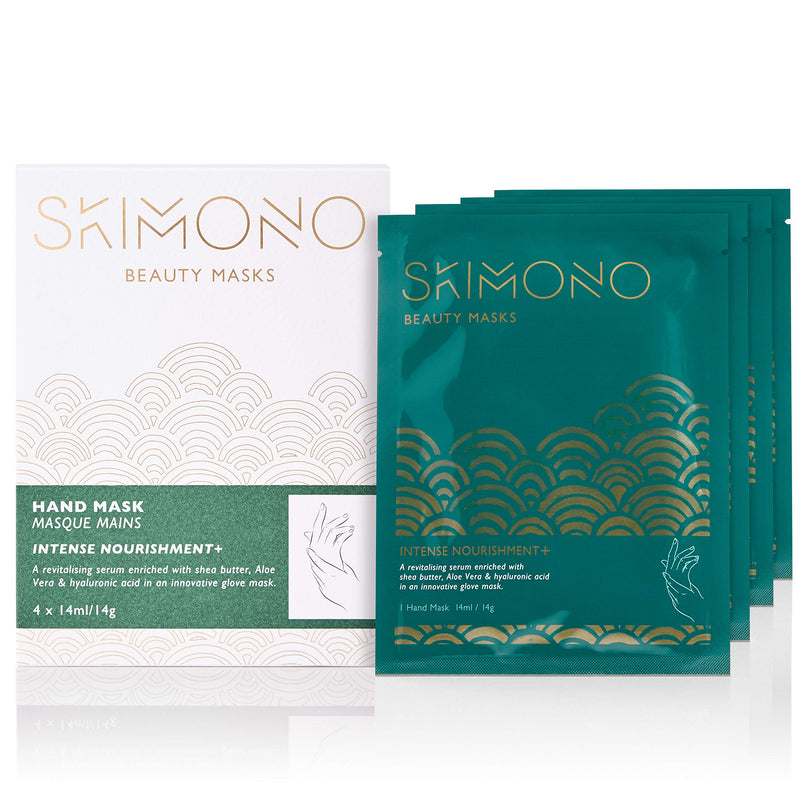 [Australia] - Intensive Moisturising Hand Masks For Dry Hands, Revitalising Serum With Shea Butter, Aloe Vera, And Collagen, 30 Minute Fast Acting, Home Spa Experience, 4 Pairs - Intense Nourishment+ By Skimono 
