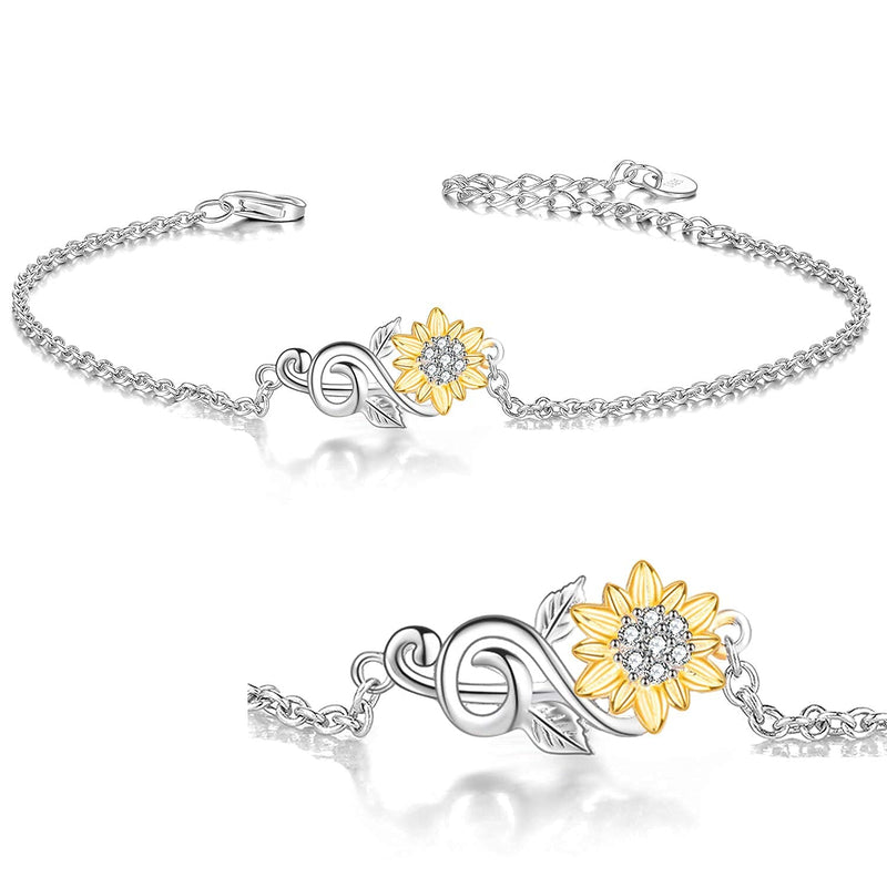 [Australia] - Sunflower Bracelets Sterling Silver Gold Plated Music Knot Sunflower Link Braclet Jewellery Gifts for Women Teen Girls A Sunflower bracelets 