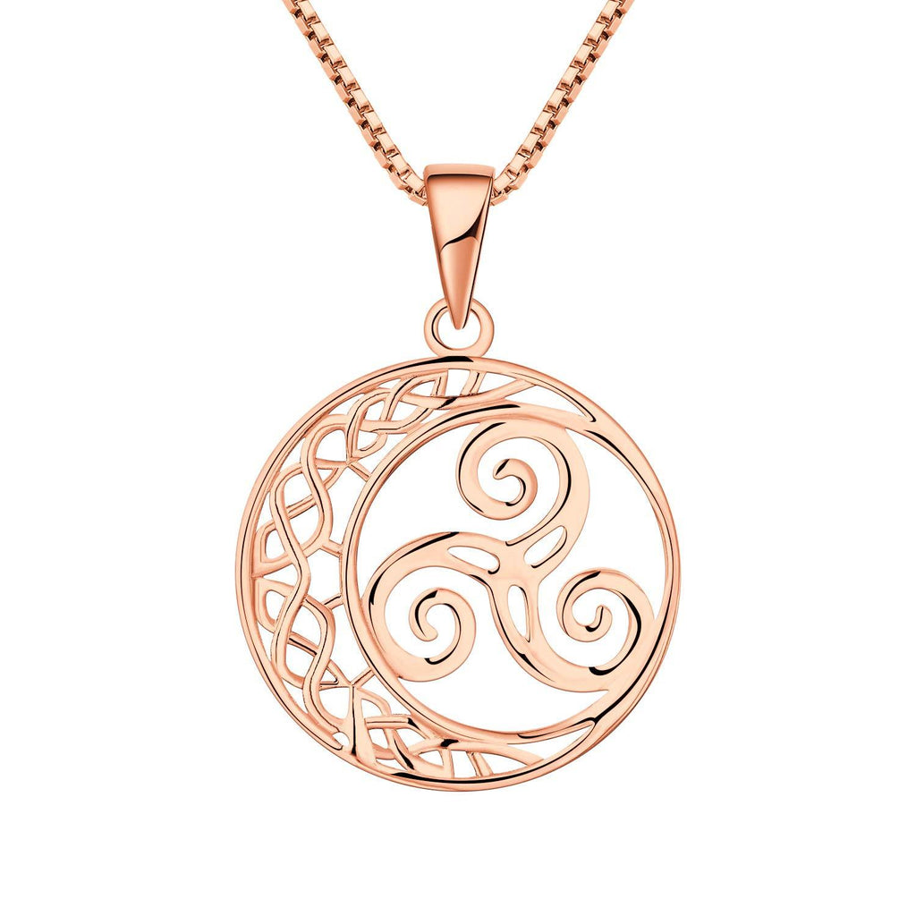 [Australia] - YL Celtic Necklace 925 Sterling Silver Triskele Pendant Knot Necklace Jewelry Women Ladies Pink 