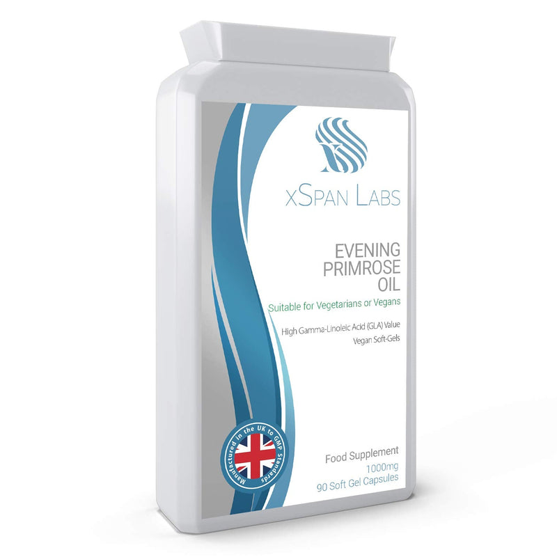 [Australia] - Evening Primrose Oil 1000mg 90 Capsules - Cold Pressed Vegan Soft Gels - High GLA Formulation with Vitamin E - No GMOs - UK Made 