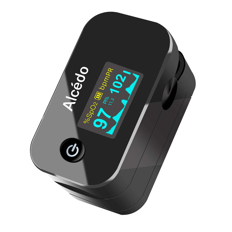 [Australia] - Alcedo Pulse Oximeter Fingertip Blood Oxygen Saturation Level (SpO2) and Heart Rate Monitor | Dual Color OLED Display | Portable Carry Case, Lanyard, Batteries 
