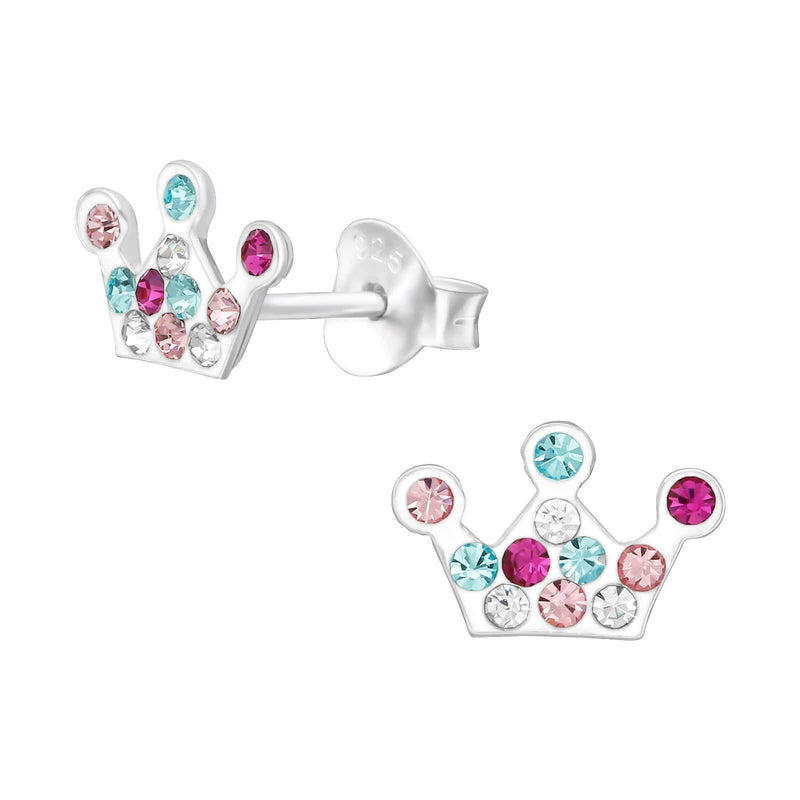 [Australia] - The Rose & Silver Company Women 925 Sterling Silver Crown Stud Earrings 
