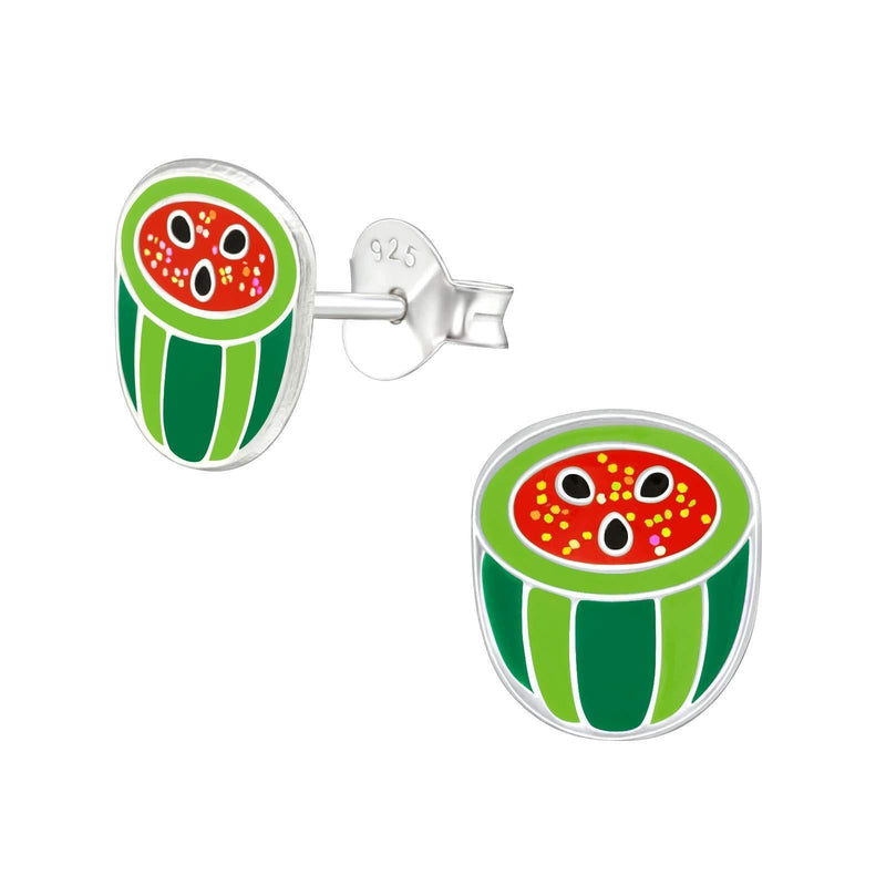 [Australia] - The Rose & Silver Company Women 925 Sterling Silver Glitter Watermelon Stud Earrings 