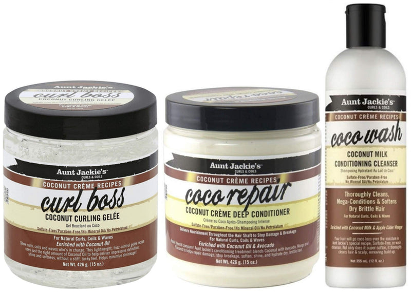 [Australia] - Aunt Jackie's Coco Curl Boss426g, Coco Repair Conditioner 426g & Coco Wash 355ml 