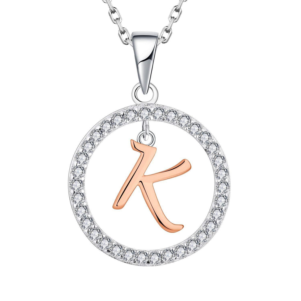 [Australia] - Starchenie Women Necklace 925 Sterling Silver Initial Letter K Alphabet Pendant 3A Zirkonia White Gold Necklace Gifts for Women 