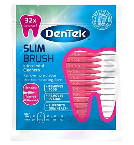 [Australia] - DenTek - Slim Brush Interdental Cleaners - Tapered Bristles - Unflavoured - 32 Per Pack - Iso 1 (0.45Mm) 