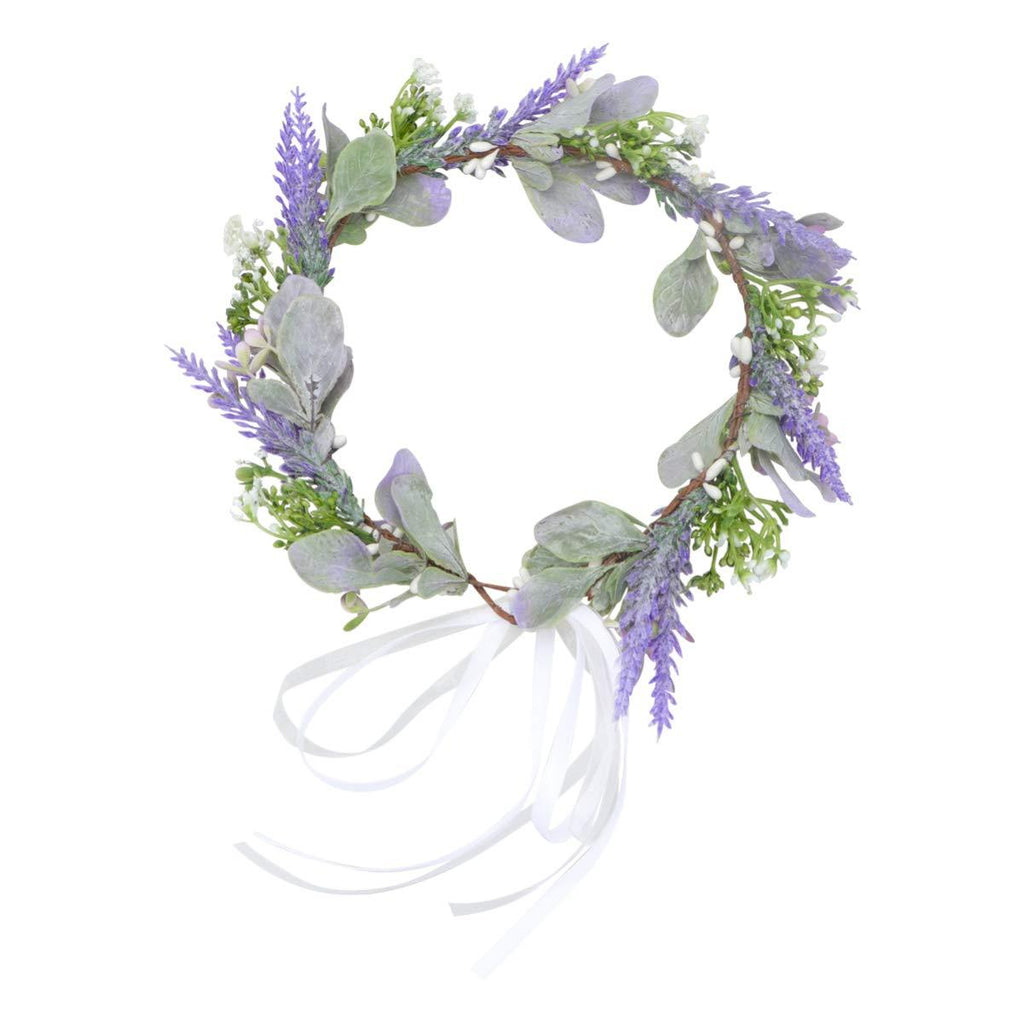 [Australia] - Minkissy Lavender Flower Crown Flower Headband Floral Hair Garland Fairy Flower Headband Wedding Hair Accessories for Girls Brides Ladies Purple 