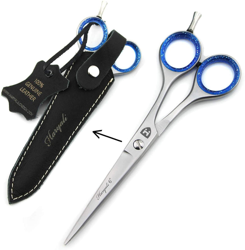 [Australia] - Haryali London Hairdressing Scissors -Professional 6" Hair dressing Scissors Hairdressers Hair Cutting Shears – Hair Cutting Scissors - for Men and Women with Real Leather Pouch 