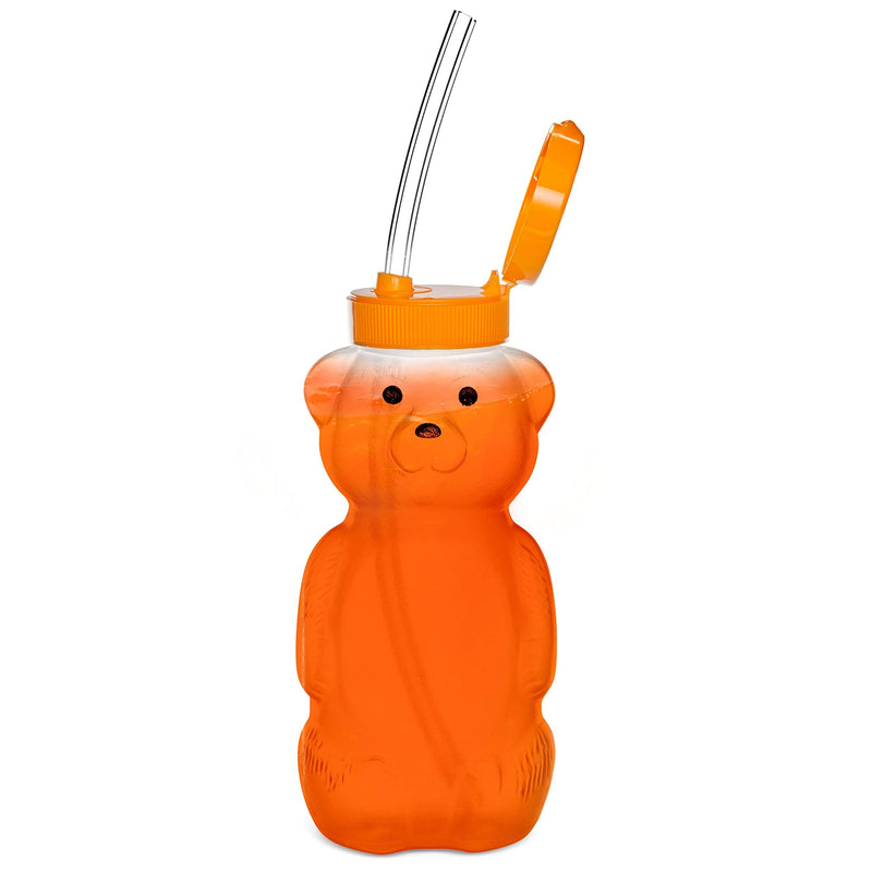 [Australia] - Special Supplies Honey Bear Straw Cup For Baby, 3 Straws, Squeezable Therapy and Special Needs Assistive Drink Container, Spill Proof and Leak Resistant Lid 