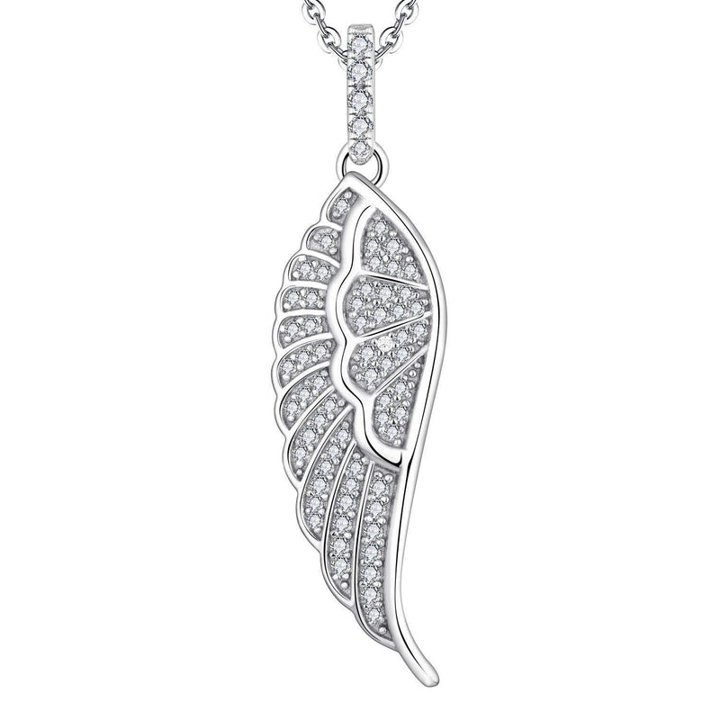 [Australia] - Starchenie Women Necklace 925 Sterling Silver Angel Wing 3A Zirkonia White Gold Necklace Gifts for Women Wind D 