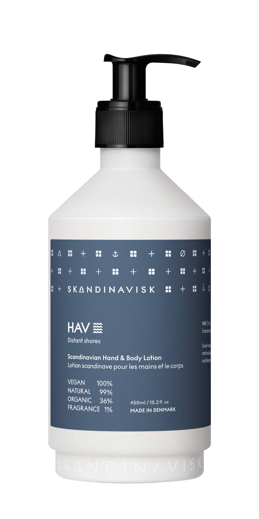 [Australia] - Skandinavisk HAV 'Sea' Organic Hand & Body Lotion. Fragrance Notes: Salt Spray and Sea Kelp, Hawthorn and Beach Rose. Vegan formula. 450 ml 