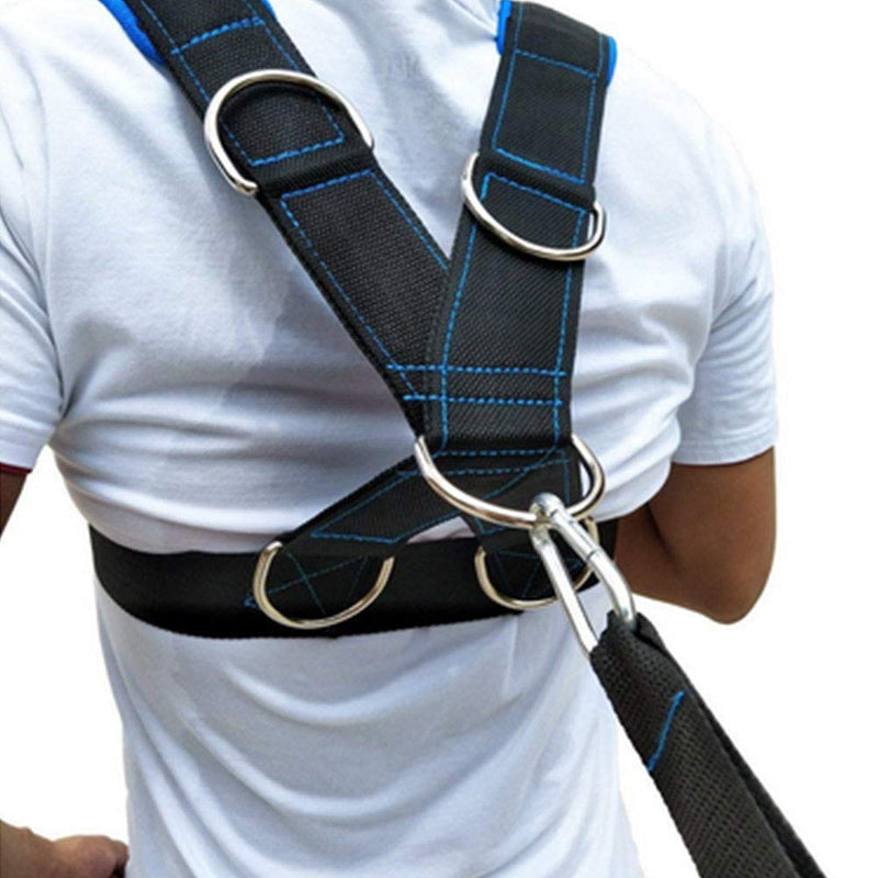 [Australia] - JULYKAI Weighted Resistance Bands, Speed Strength Training Sled Shoulder Harness Resistance Band Belt Sports Equipment - Black + blue 