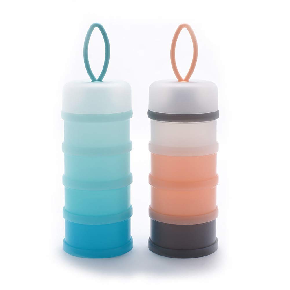 [Australia] - Queta 2pcs Baby Milk Powder Dispenser 480ml Twist-Lock Stackable On-The-Go BPA Free Milk Powder Dispenser & Snack Storage Container/Grain/Food/Fruit/Snacks 