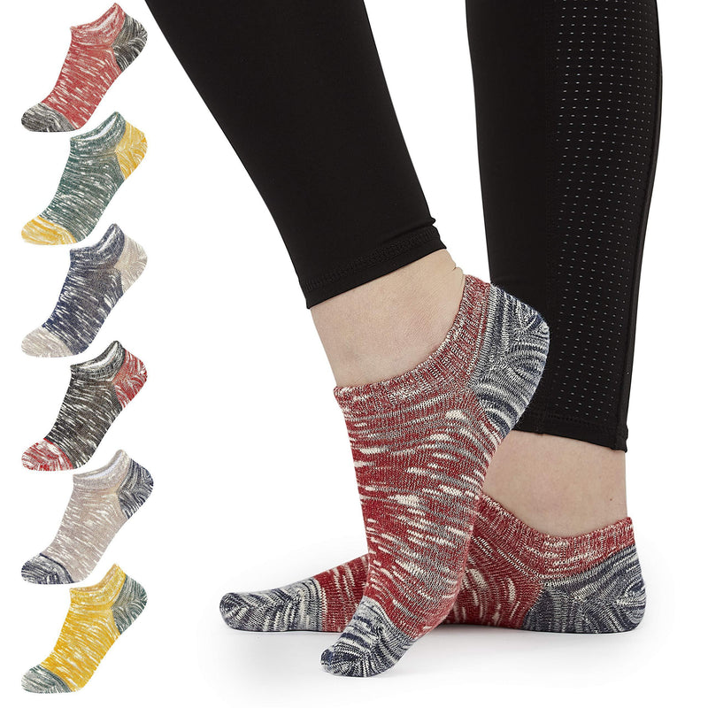 [Australia] - CityComfort Socks Womens 4-7, Pack Of 7 Ankle Socks Women Easy Care Cotton Trainer Socks Ladies, Low Cut Socks For Girls Boys Teens Adults - Unisex No Show Socks UK Size 4 to 7 Contrast Heal 
