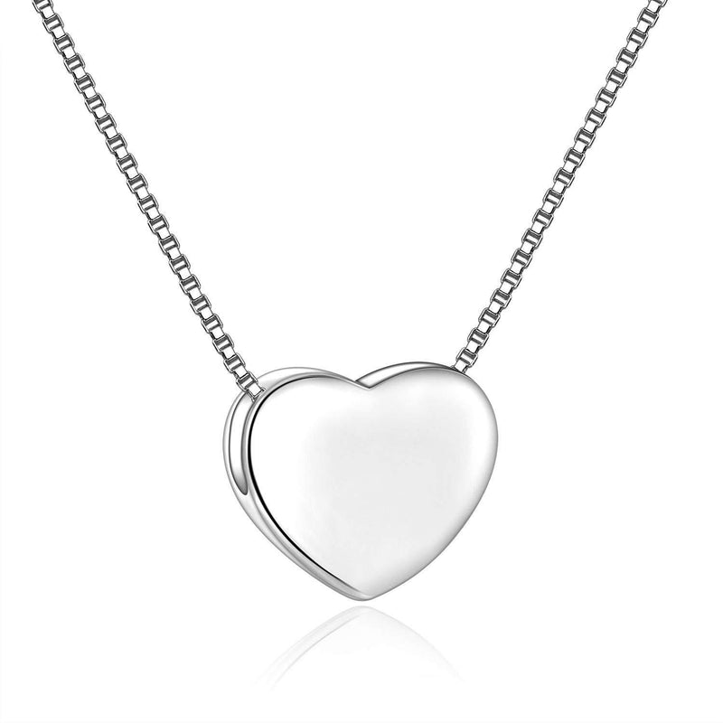[Australia] - Candyfancy 925 Sterling Silver Heart Pendant Necklace for Women Love Heart Necklace 18" Box Chain 