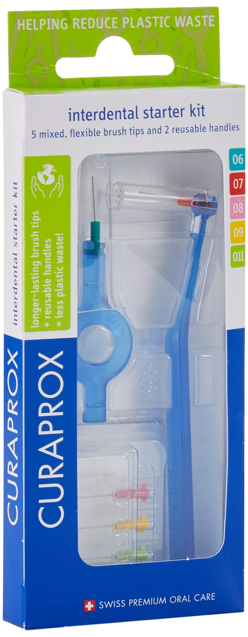 [Australia] - Curaprox CPS Interdental Brush Starter Kit, Mixed - 06, 07, 08, 09, 011 Interdental Brushes + 2 Interdental Toothbrush Holders 