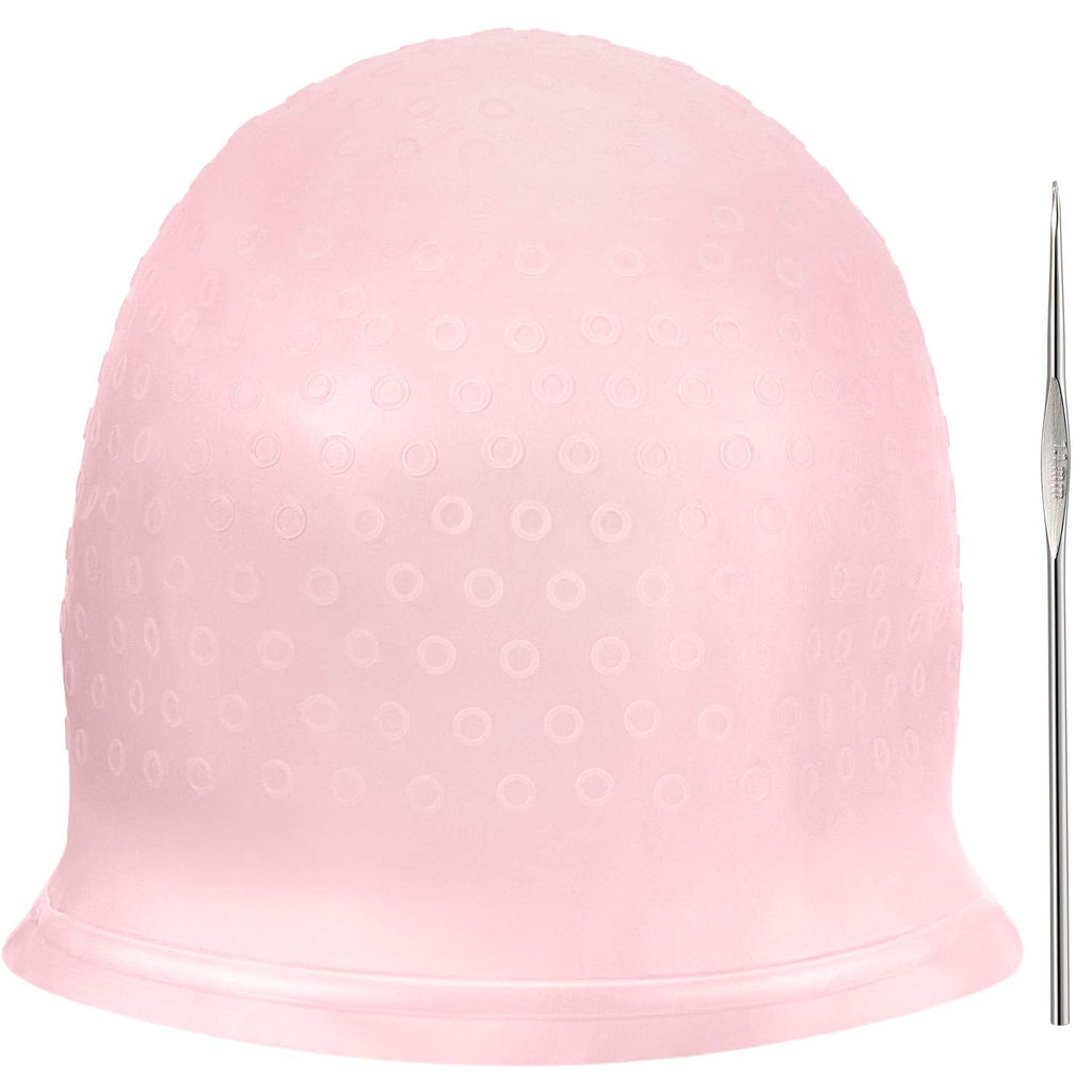 [Australia] - Silicone Highlight Cap Reusable Highlight Hair Cap Salon Hair Coloring Dye Cap with Hooks for Women Girls Dyeing Hair (Pink) Pink 