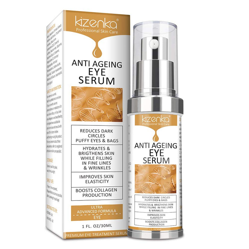 [Australia] - kizenka Eye Serum, Anti Ageing Eye Cream for Dark Wrinkles with Natural Ingredients for Dark Circles, Remove Dark Circles Eye Care Against Puffiness and Bags 