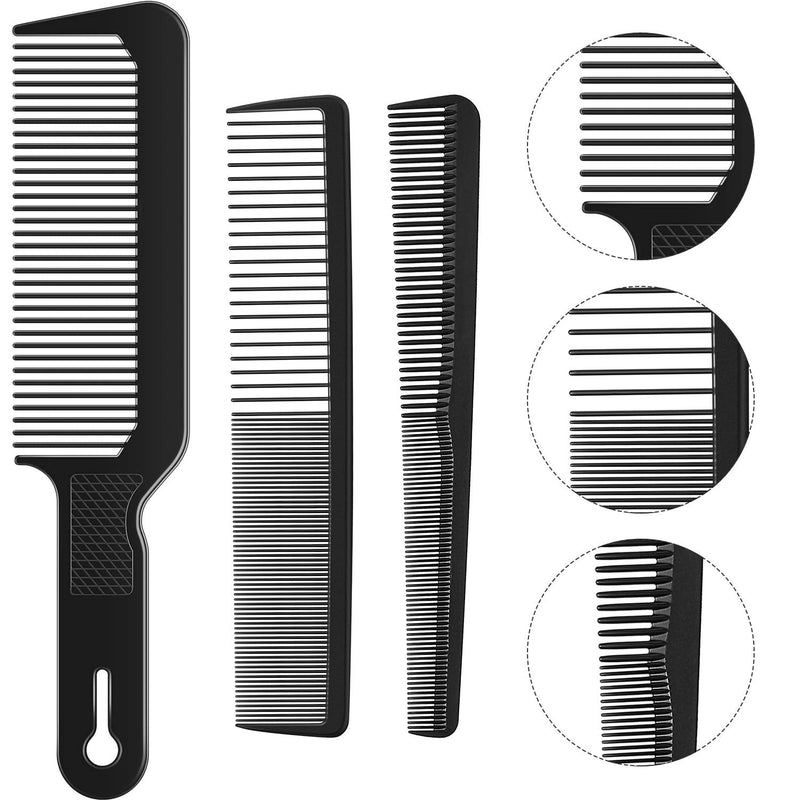 [Australia] - 3 Pieces Men Barber Comb Set Taper Hair Cutting Flat top Clipper Flattop Barberology Comb Heat-Resistant Fiber Comb for Men Women 