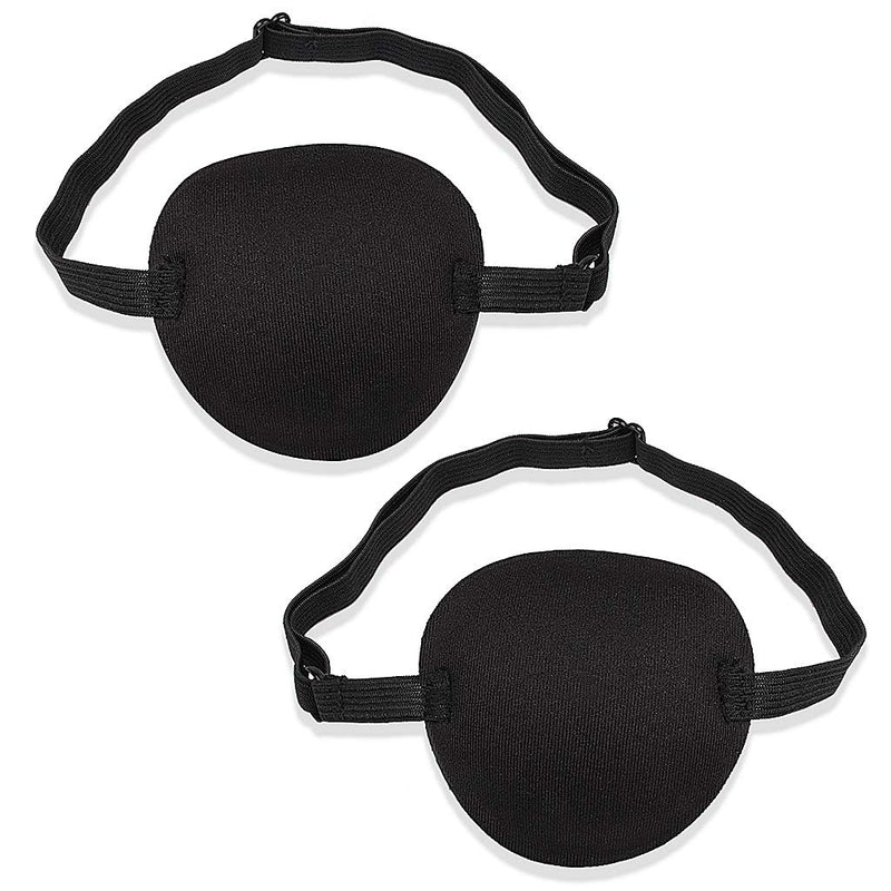 [Australia] - SWKJ 2 PCS Set Eye Patch Single Eye Mask with Adjustable Buckle Soft and Comfortable Pirate Eye Patch for Adults and Kids for Amblyopia Lazy Eye- Black 