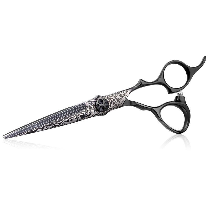 [Australia] - Hairdressing Scissors 6 Inch Hair Scissors Professional Barber Scissors Japanese Stainless Steel Haircutting Shears for Men Women and Kids with Printed Damascus Striping - Black Cutting Scissor 