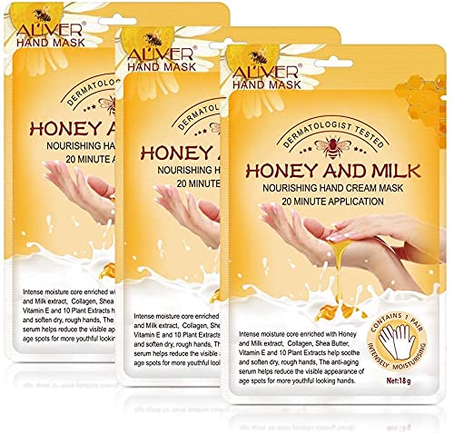 [Australia] - Hand Moisturizing Mask, Honey and Milk Moisturizing Gloves Nourishing Soften Hand Care for Dry Crack Hands Mask Hydrating Exfoliating Nourish Skin for Women & Men (3 Pairs) 1 Pair (Pack of 3) 