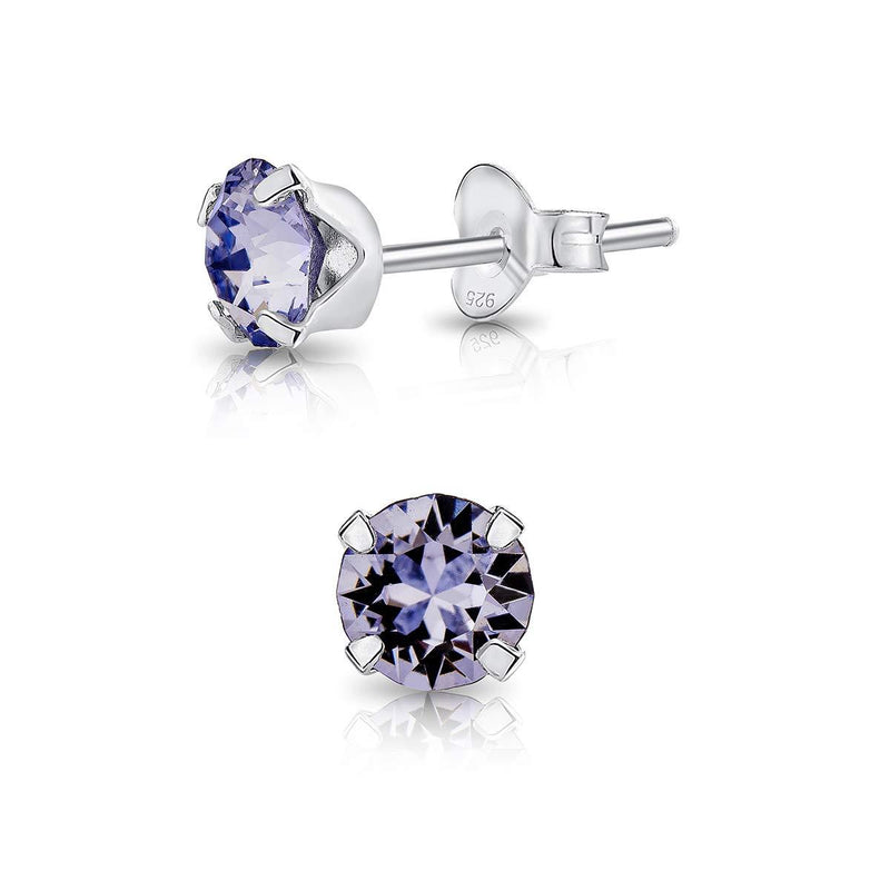 [Australia] - DTPSilver - 925 Sterling Silver * SMALL * Round Stud Earrings made with Glittering Crystals from Swarovski® Elements - Diameter: 5 mm - Many Colours to choose from Provence Lavender 