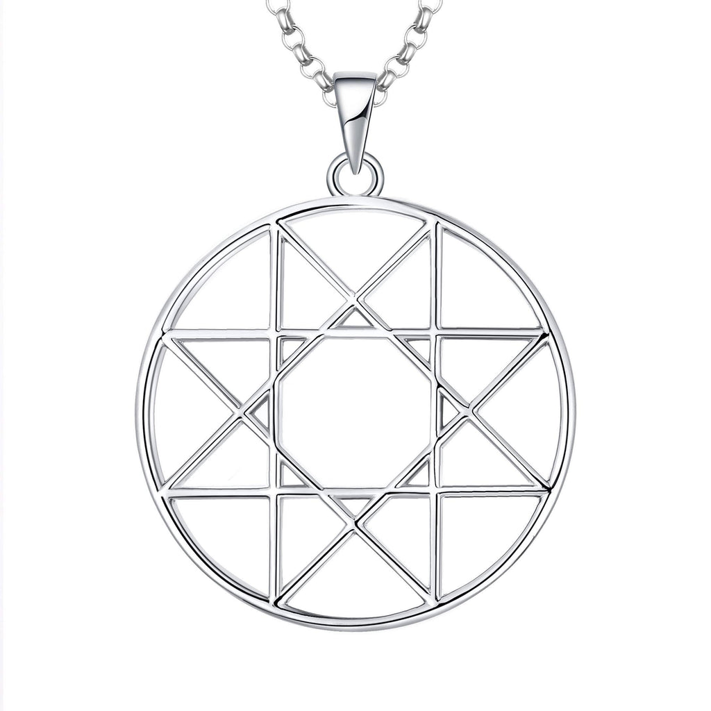 [Australia] - JO WISDOM Octagram Necklace,925 Sterilng Silver Eight Pointed Star Aurum Solis Seal Pendant with Chain Emblem Amulet Talisman Charm,Jewelry for Women Girls 