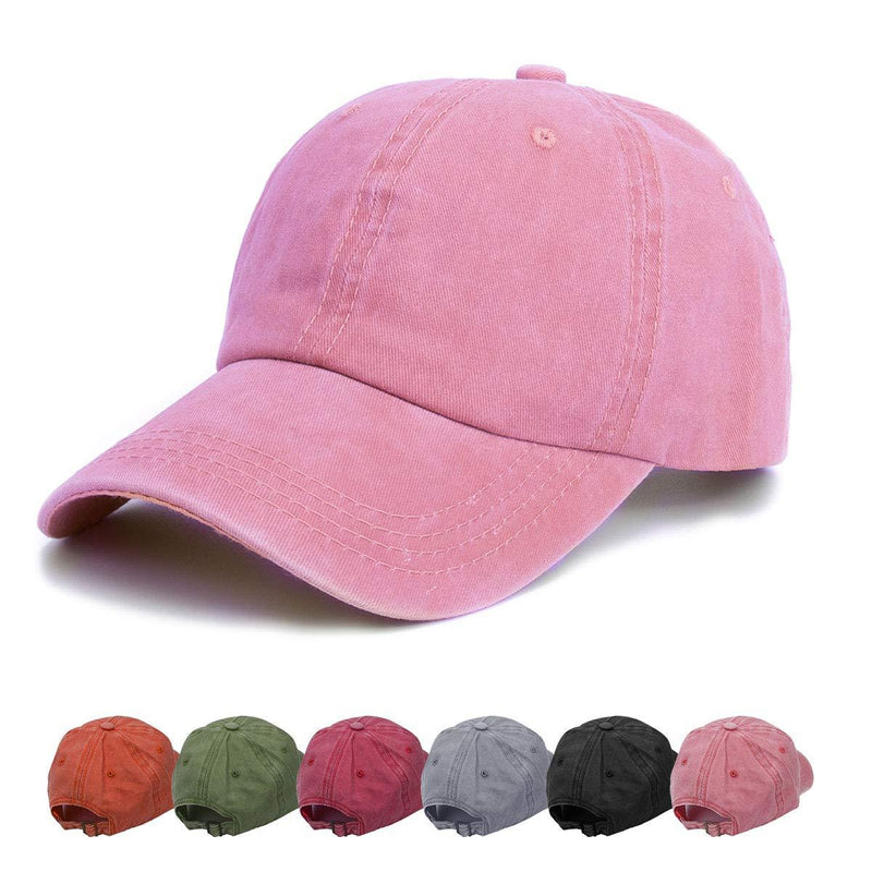 [Australia] - Baseball Cap - Plain Cap Hat Lightweight Adjustable Washed Polo Style Hat Classic Sports Casual Cap Summer Sun Hat for Unisex Pink2 