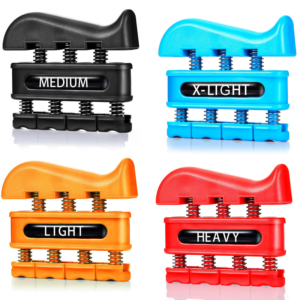 [Australia] - BBTO 4 Pieces Finger Strengthener Hand Exerciser Trainer Spring-Loaded Hand Grip Finger Exerciser Tool for Guitar Practice Rock Climbing Training and Physical Therapy 