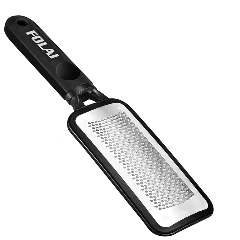 [Australia] - FOLAI Foot File Foot Pedicure Tool, Stainless Steel Foot File, Dead Skin Remover Foot Care Pedicure Tool for Cracked Feet, Make Foot Beauty and Extra Smooth(Black) Black 
