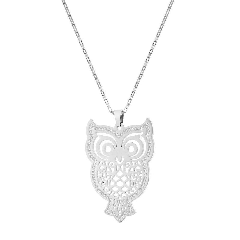 [Australia] - Ouran Charm Owl/Butterfly Pendant Necklace for Women, Stainless Steel Long Chain Necklace with Shining Crystal Best Gift for Mother, Friends #1 Owl 