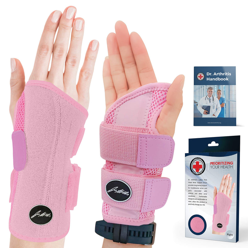 [Australia] - Doctor Developed Comfy,Lightweight,Wrist Support-Strap-Brace-Hand Support, Perfect fit for Right Hand, for Men and Women by Dr Arthritis - Single, Pink 