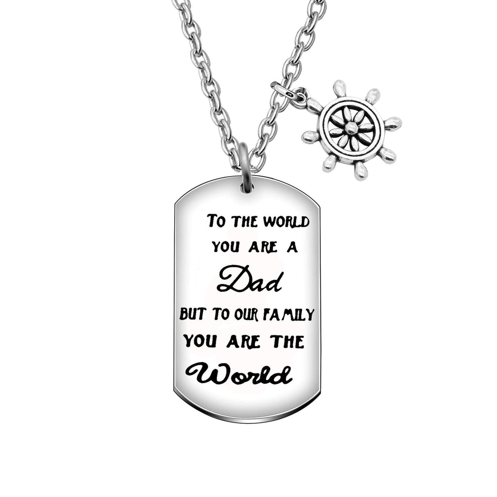 [Australia] - to The World You Are the Dad But to Us You Are the World Necklace Fathers Day Keyfob From Son or Daughter 