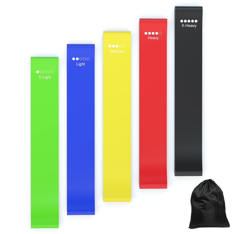 [Australia] - HOSE-PRO 5 Exercise Bands Resistance Bands Set Elastic Bands Workout Loop Band of 5, 100% Natural Latex, for Men Women for Fitness Chest Expanding Arm Leg Yoga Pilates Physio Therapy Rehabilitation 