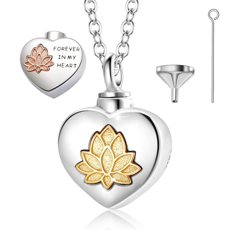 [Australia] - INFUSEU Urns for Ashes Necklace, Cremation Jewelry Sliver Plated Jewelry Angel Wing Memorial Gifts Heart Necklace Pendant Miscarriage Keepsakes Gifts yellow 