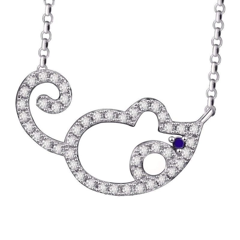 [Australia] - VIKI LYNN Cute CZ Mouse Necklace Animal Chinchilla 925 Sterling Silver Jewelry for Women Girls 
