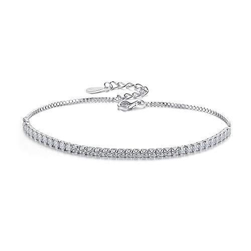 [Australia] - Sunnyshopday 925 Sterling Silver Diamond Bracelet Hand Link for Women Girl Bangle with Jewellery Gift Box (Bracelet) 