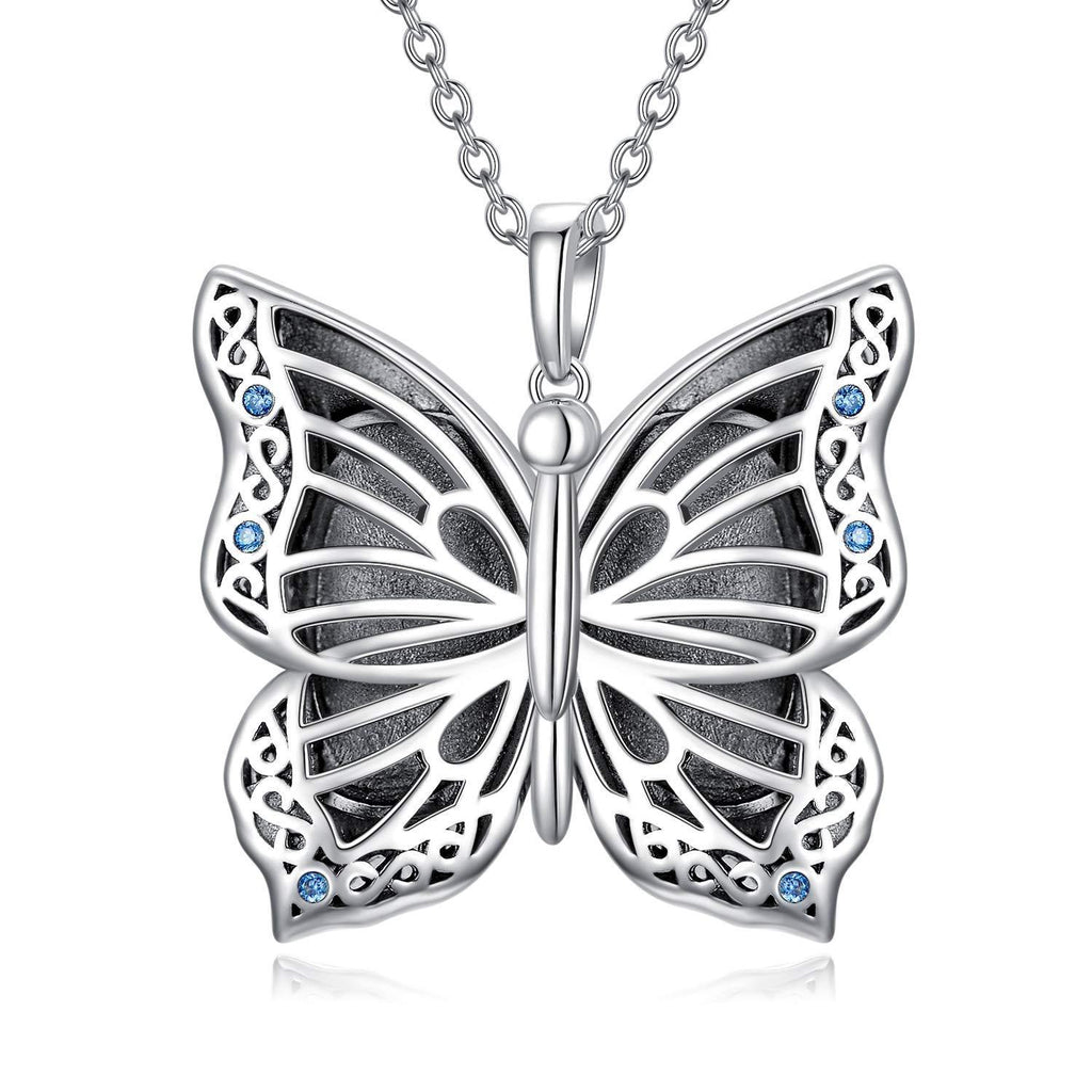 [Australia] - LONAGO 925 Sterling Silver Personalised Photo Locket Necklace That Holds Pictures Locket Pendant Necklace Jewelry Butterfly 1-only locket 